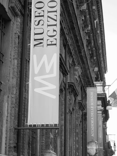 Museo Egipcio (Museo Egizio) en Turín en blanco y negro — Foto de Stock