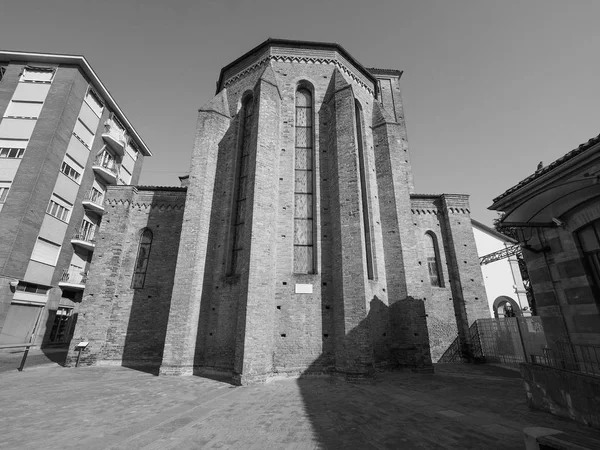 Biserica San Domenico din Alba în alb-negru — Fotografie, imagine de stoc