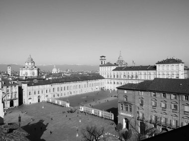 Turin havadan görünümü siyah beyaz