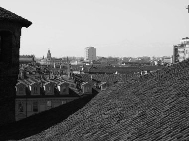 Turin havadan görünümü siyah beyaz