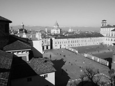 Turin havadan görünümü siyah beyaz
