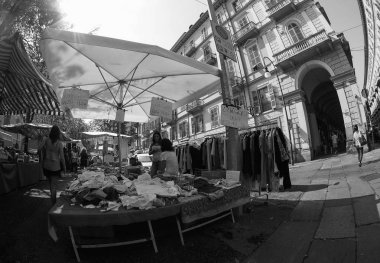 Siyah ve beyaz Torino şehir görünümünü