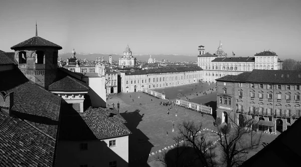 A légi felvétel a Turin, fekete-fehér — Stock Fotó