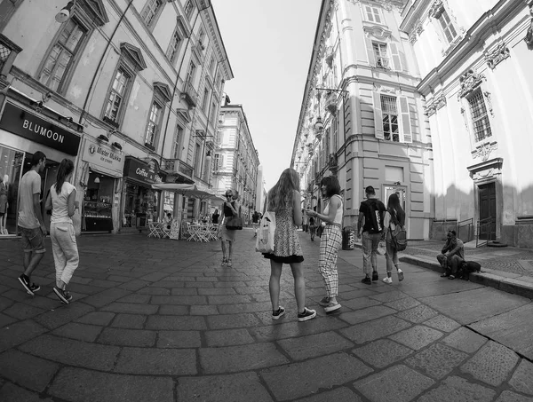 Vista da cidade de Turim em preto e branco — Fotografia de Stock