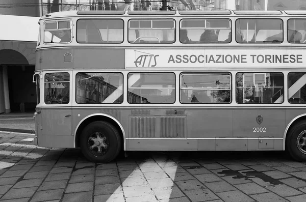 Autobús rojo de dos pisos Viberti CV61 en Turín Trolley Festival en — Foto de Stock