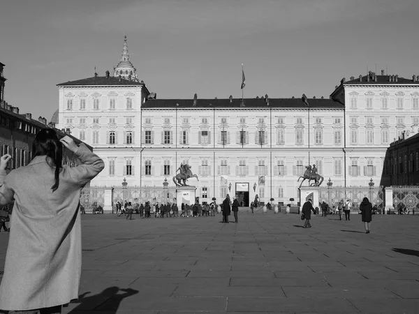 Palazzo Reale in Turijn in zwart-wit — Stockfoto