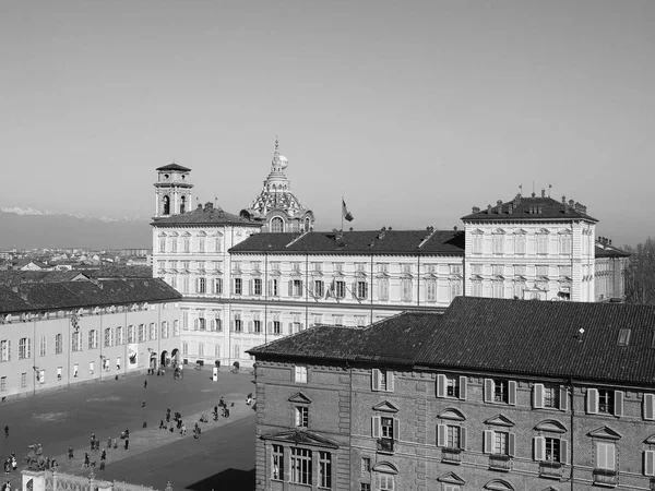 Turin havadan görünümü siyah beyaz — Stok fotoğraf