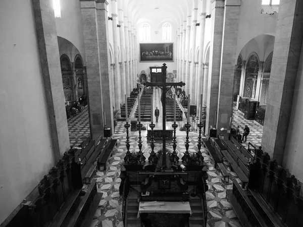 Katedrála v Turíně v černé a bílé — Stock fotografie