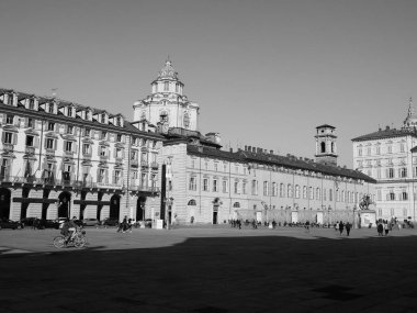 Piazza Castello Torino'da Meydanı'nda siyah ve beyaz