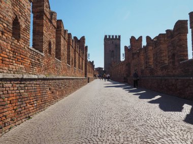 Castelvecchio'yu Köprüsü aka Scaliger köprü Verona