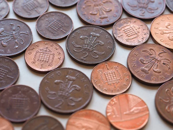 Penny and Pence coins, United Kingdom — Stock Photo, Image