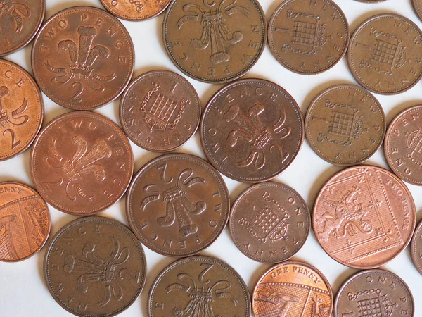 Penny and pence Coins, Storbritannien — Stockfoto