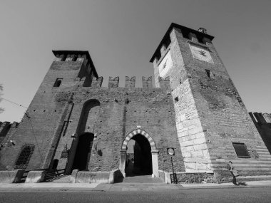 Castelvecchio'yu eski kale Verona siyah ve beyaz