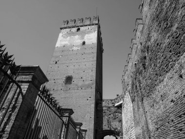 Castelvecchio'yu eski kale Verona siyah ve beyaz