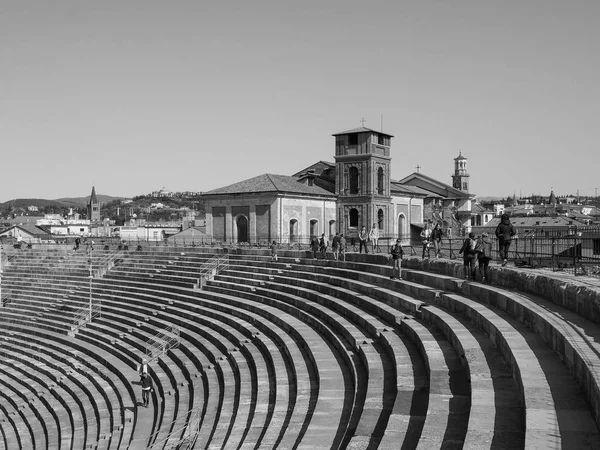 Verona Arena roman amphitheatre black and white — Stock Photo, Image