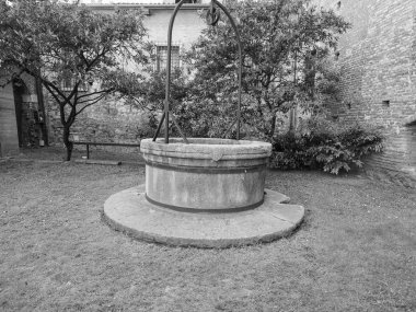 Castelvecchio'yu eski kale Verona siyah ve beyaz