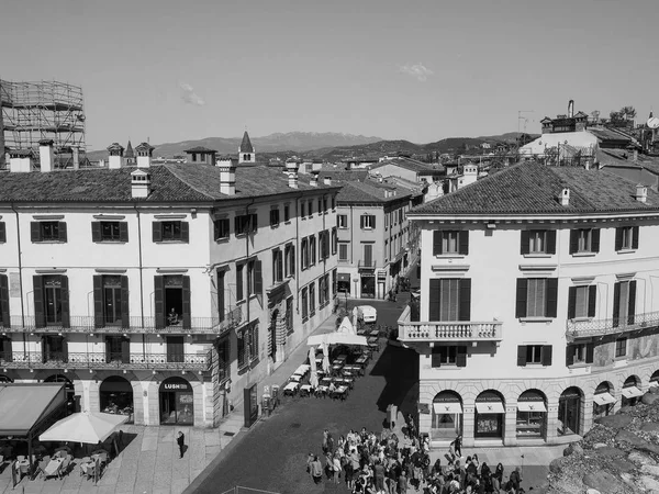 Vue aérienne de Vérone noir et blanc — Photo