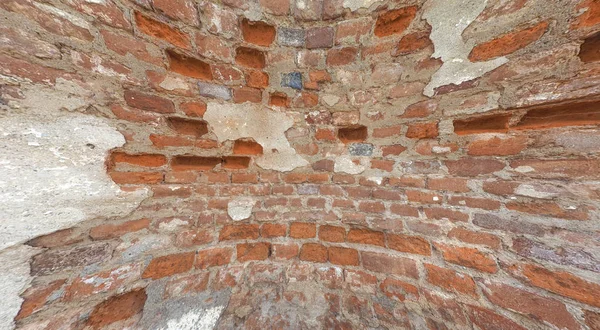 Fundo de parede de tijolo vermelho curvo — Fotografia de Stock