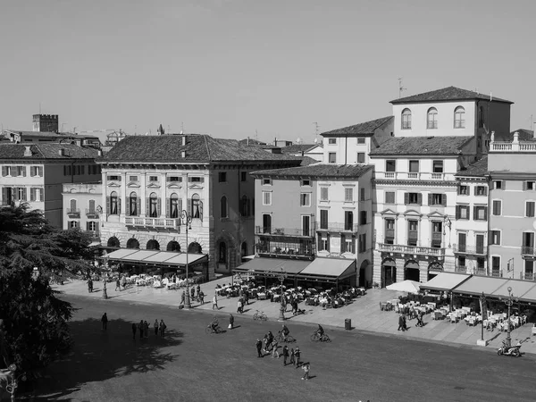 Piazza Bra in Verona black and white — Stock Photo, Image