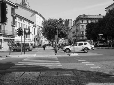 Corso Porta Nuova Içinde Verona siyah beyaz