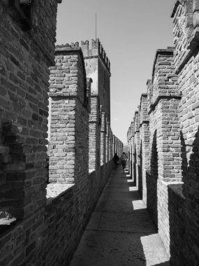 Castelvecchio'yu eski kale Verona siyah ve beyaz