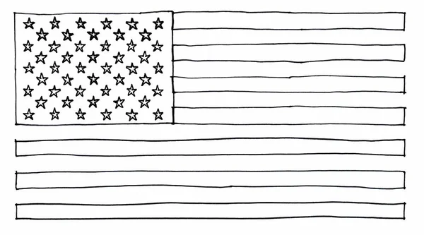 Mão desenhada Bandeira Americana dos Estados Unidos da América — Fotografia de Stock