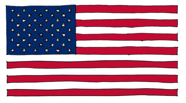 Hand Drawn amerikanska flaggan av Amerikas förenta stater — Stockfoto