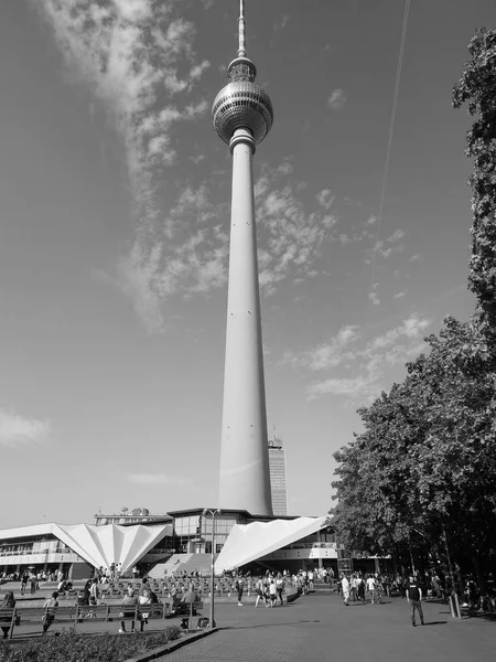 Fernsehturm (TV Tower) em Berlim em preto e branco — Fotografia de Stock