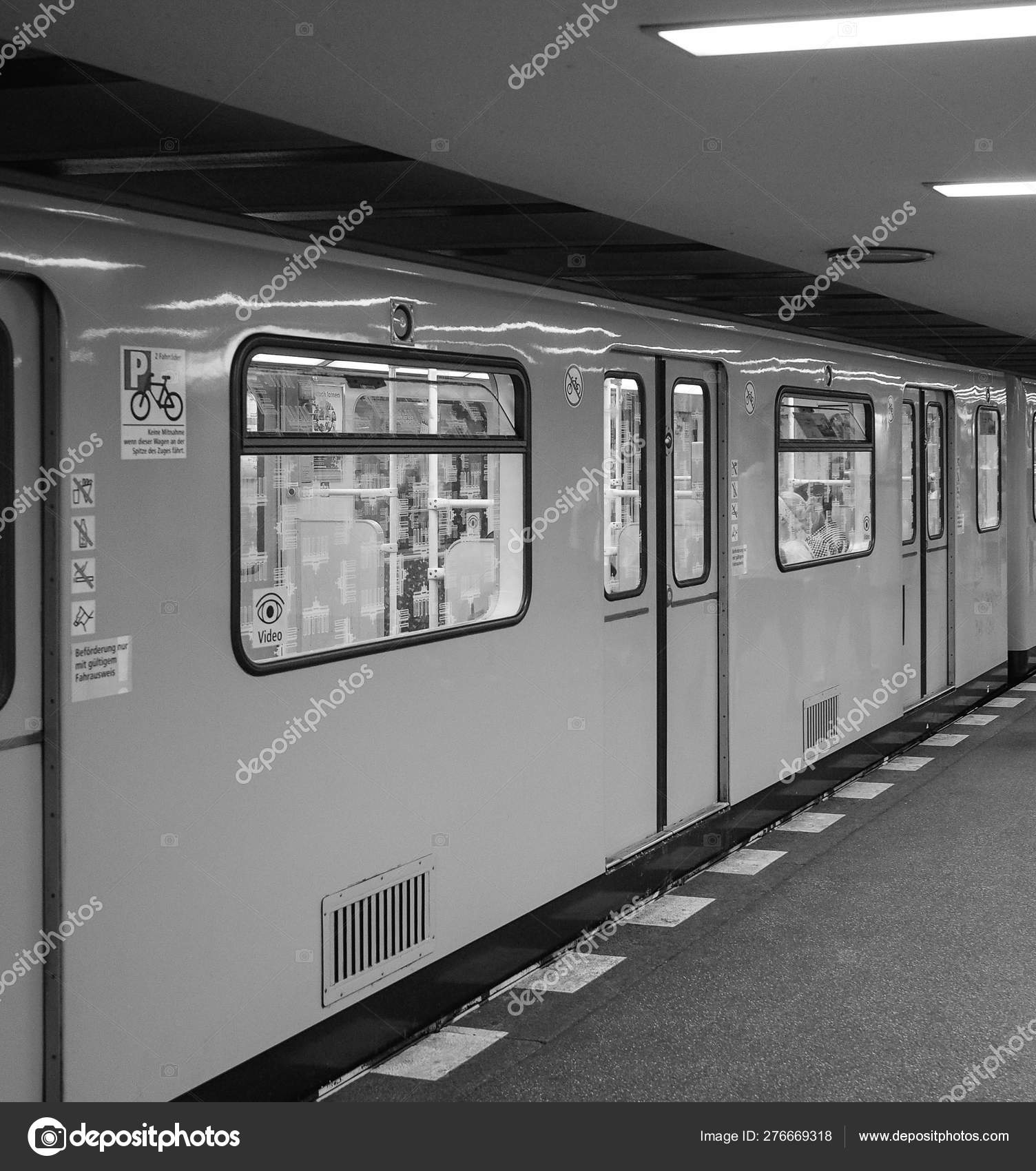 Train At U Zoologischer Garten Subway Station In Berlin In Black