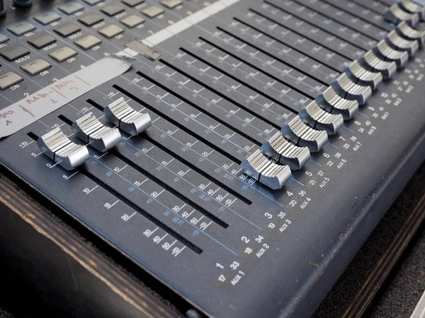 Soundboard mixer detail — Stockfoto