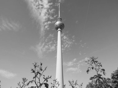 Fernsehturm (Tv Kulesi) Berlin'de siyah beyaz