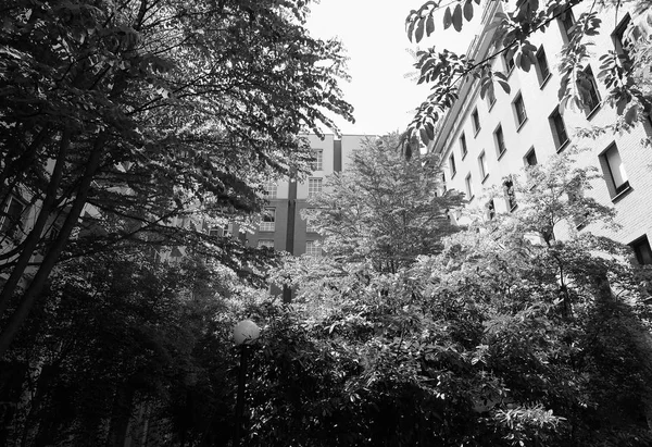 Quartier Schutzenstrasse i Berlin i svart och vitt — Stockfoto