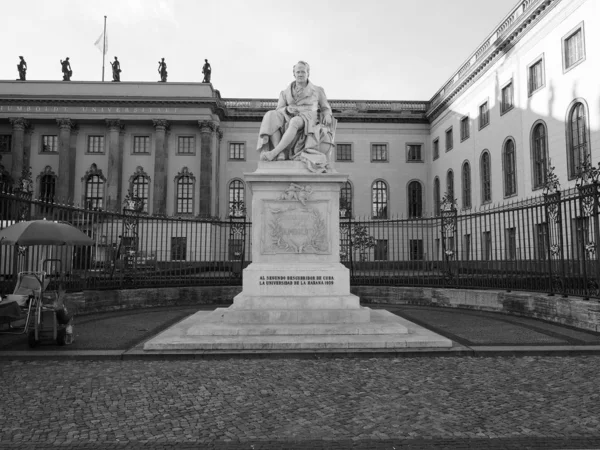 Humboldt szobor Berlinben fekete-fehér — Stock Fotó