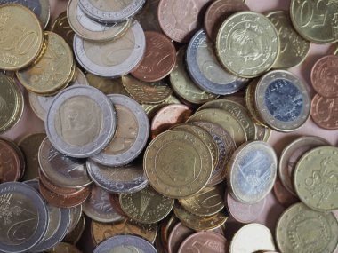 Euro sikkeler, arka plan olarak Avrupa Birliği