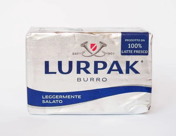 Kodaň-srpen 2019: Lurpak slané máslo — Stock fotografie