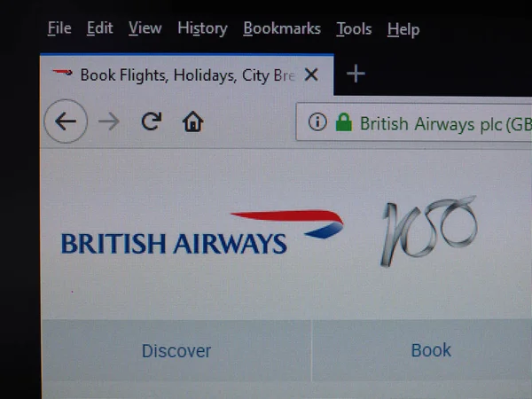 LONDRES - AGO 2019: British Airways assina no site — Fotografia de Stock