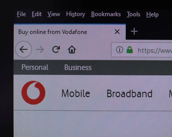 LONDRES - AGO 2019: Sítio Web da Vodafone — Fotografia de Stock