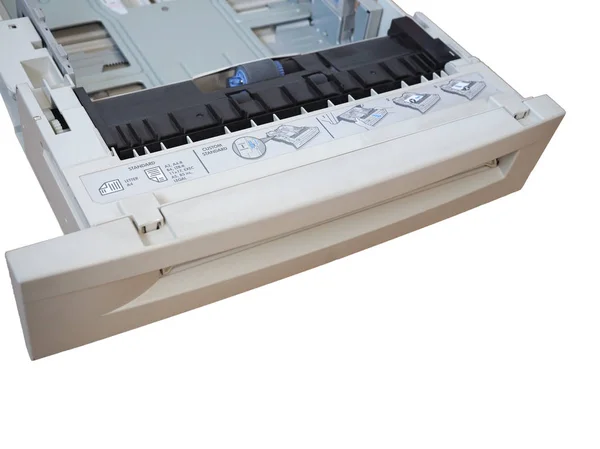 PALO ALTO - AUG 2019: bandeja de papel de impressora a laser HP — Fotografia de Stock