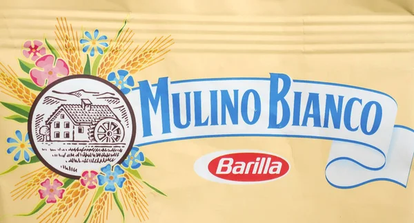 Parma-aug 2019: Barilla Mulino Bianco Sign — Stockfoto
