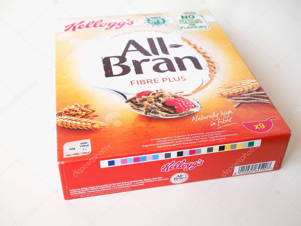 BATTLE CREEK, USA - CIRCA AUGUST 2019: Kellogg's all bran