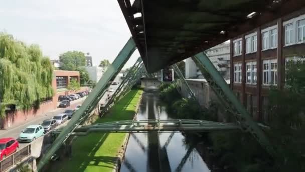 Wuppertal Germany Circa August 2019 Wuppertaler Schwebebahn Meaning Wuppertal Suspension — Stock Video
