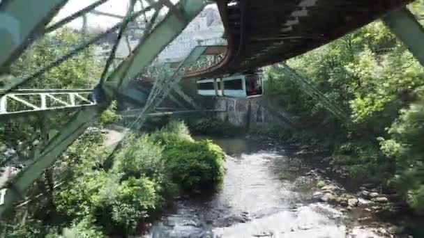 Wuppertal Germany Circa August 2019 Wuppertaler Schwebebahn Anlamı Wuppertal Askılık — Stok video