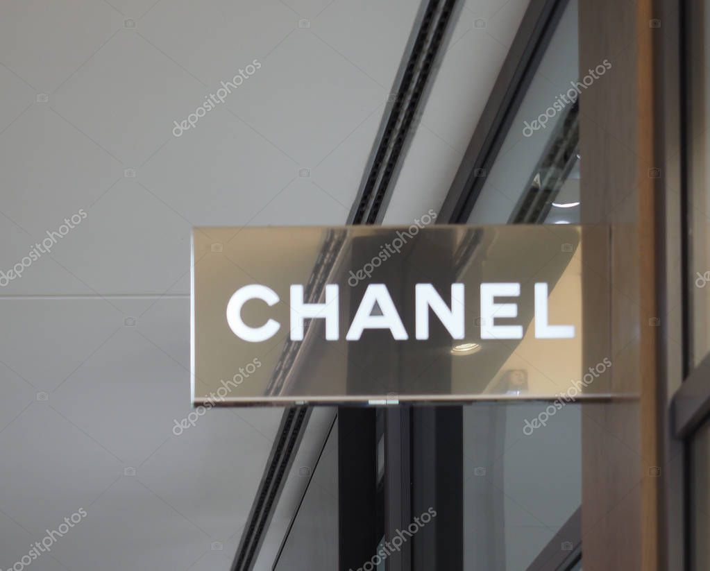 DUESSELDORF, GERMANY - CIRCA AUGUST 2019: Chanel sign