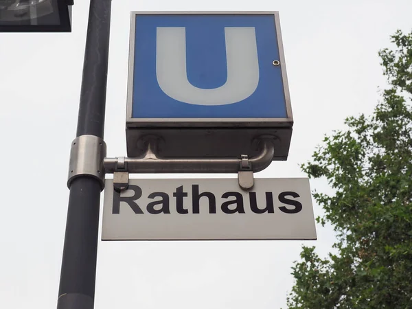 U Rathaus sign in Koeln — Stock Photo, Image