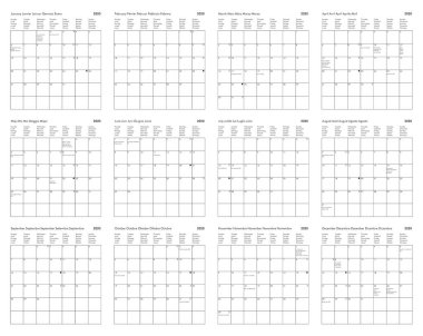 2020 calendar with holidays for major European countries