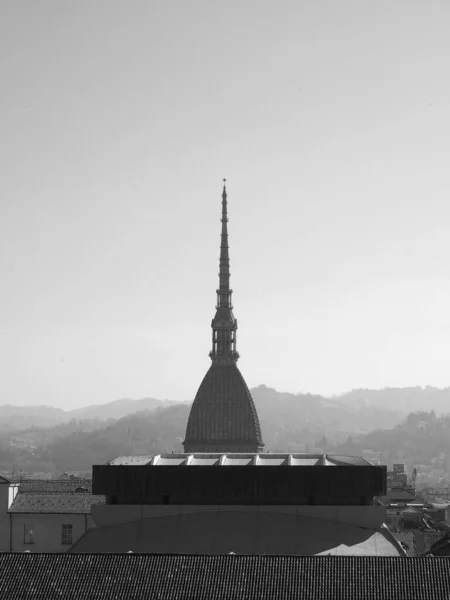 Wieży Mole Antonelliana Turyn Włochy Czerni Bieli — Zdjęcie stockowe