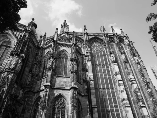 Kościół Katedralny Aachener Dom Akwizgranie Niemcy Czerni Bieli — Zdjęcie stockowe