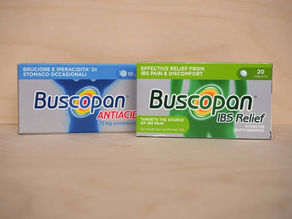 Лондон Великобритания Circa May 2020 Sanofi Buscopan Ibs Relief Tablets — стоковое фото