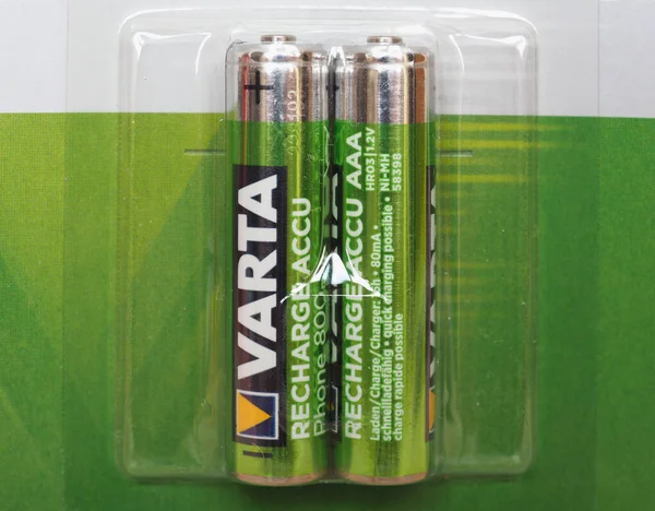 Hannover Allemagne Circa Mai 2020 Boîte Batteries Rechargeables Varta — Photo