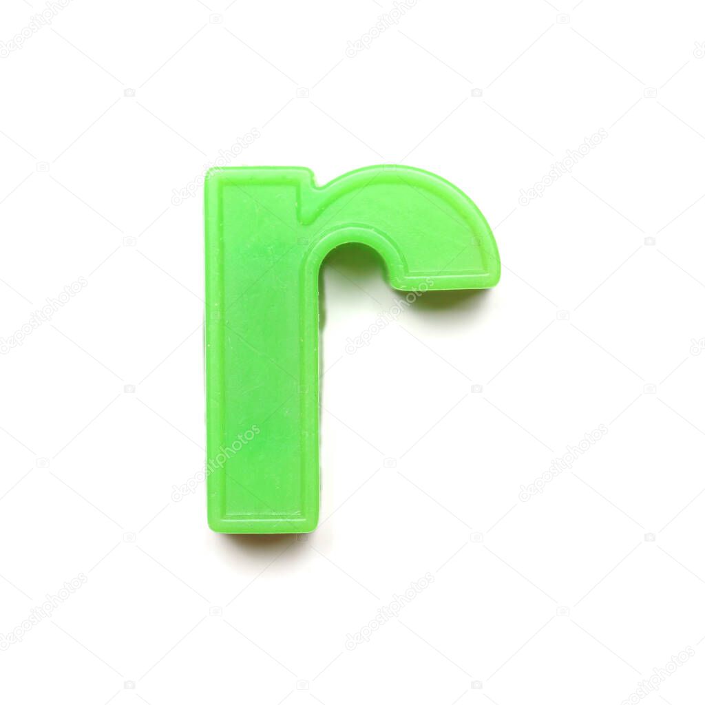 Magnetic lowercase letter R of the British alphabet